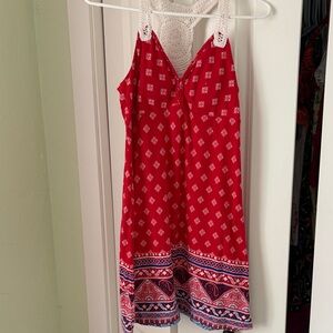 No Boundaries Red and White Patterned Dress
